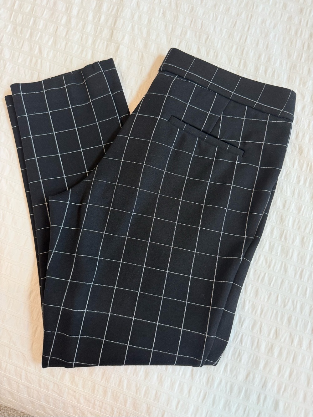 Black Windowpane Stretch Slacks Size 4